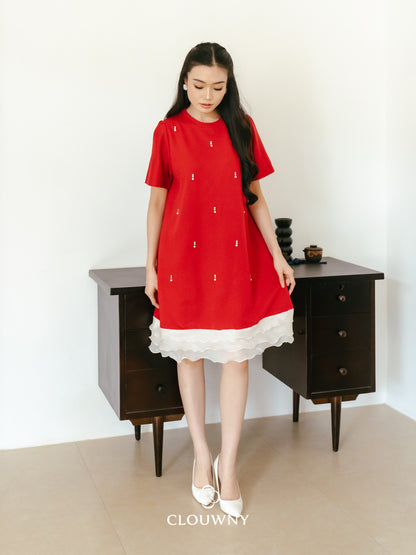 Alberta Pearl Dress - Red