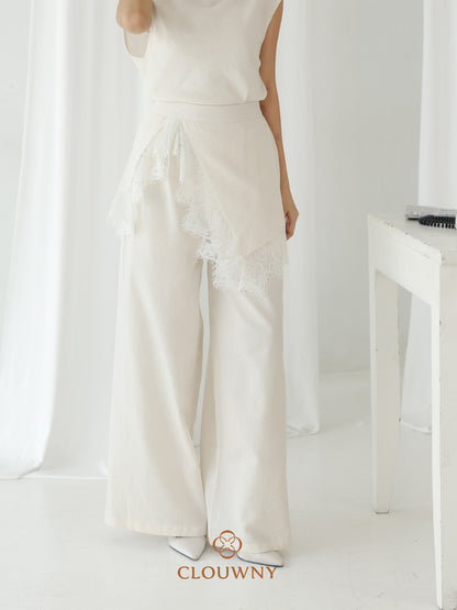 Mercy Lace Cullotes Pants - Broken White