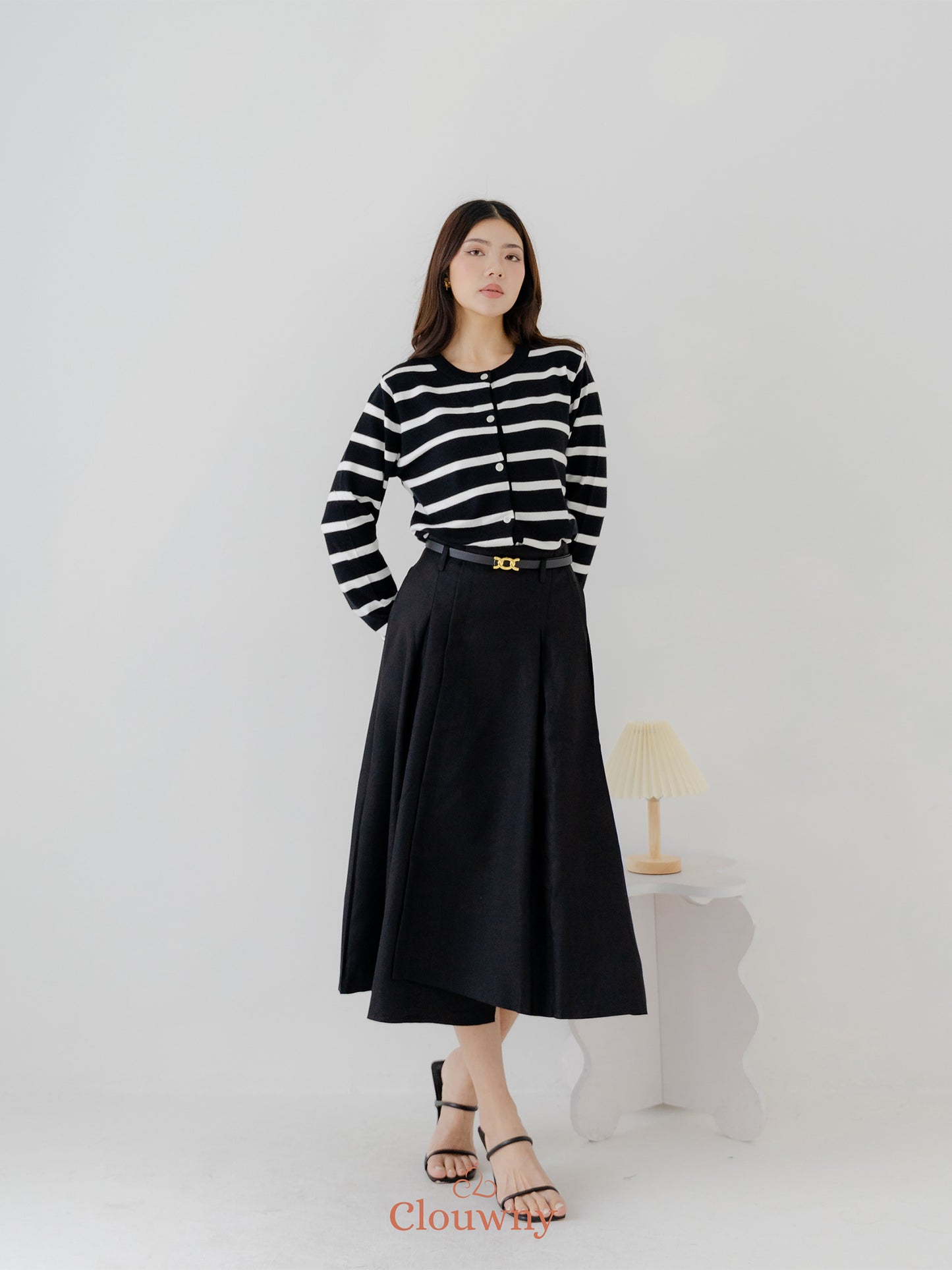 Naomi Stripes Cardigan - Black