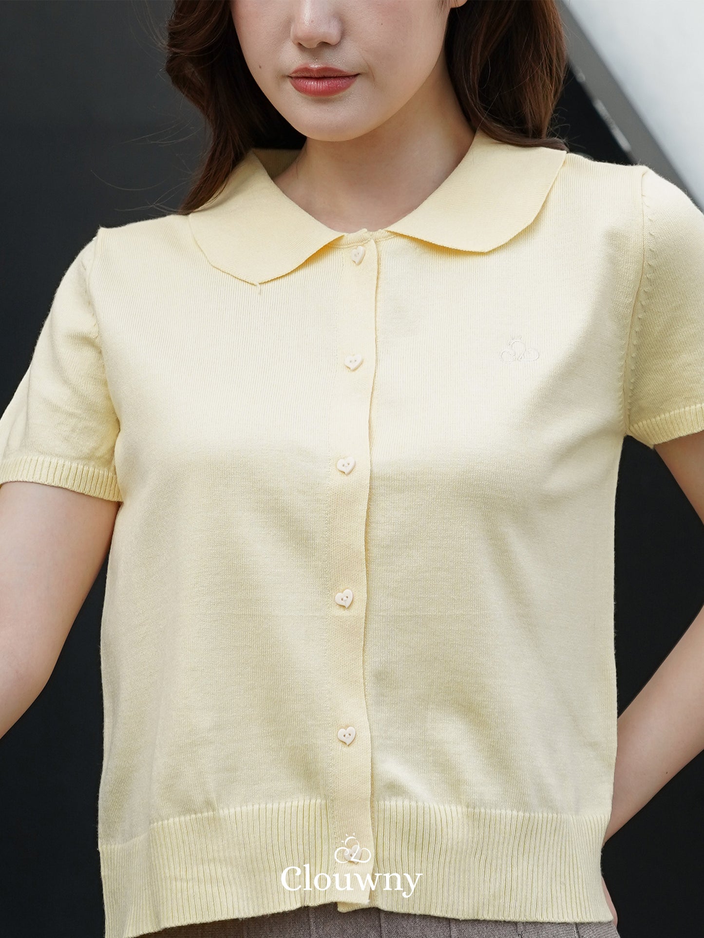 Noza Collar Knit Top - Yellow