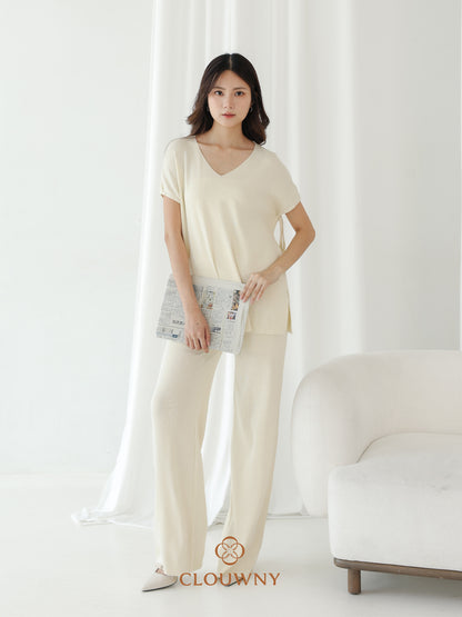 Kala Vneck Knit Set - Broken White