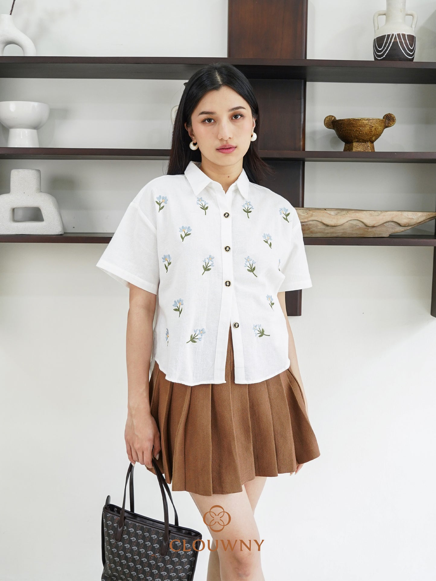 Riley Mini Flower Shirt - White