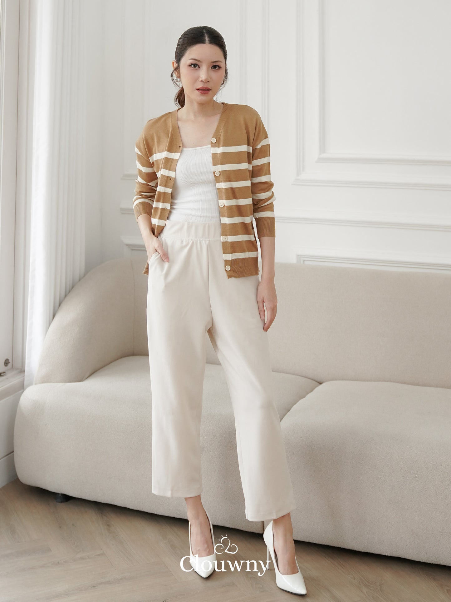 Verena Button Knit Top - Khaki