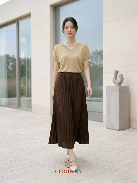 Aretha Pleated Skirt - Coffee