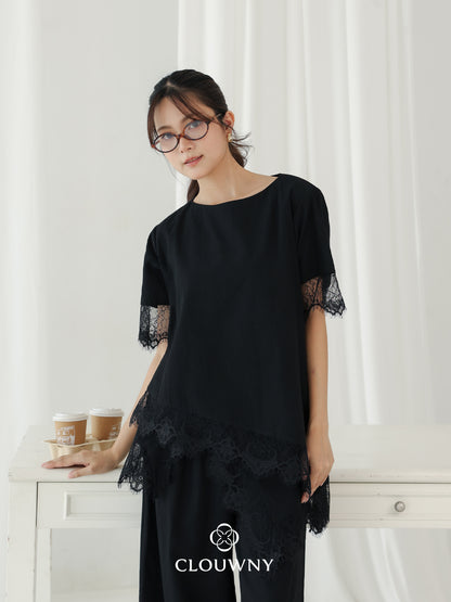 Cloudy Lace Top - Black