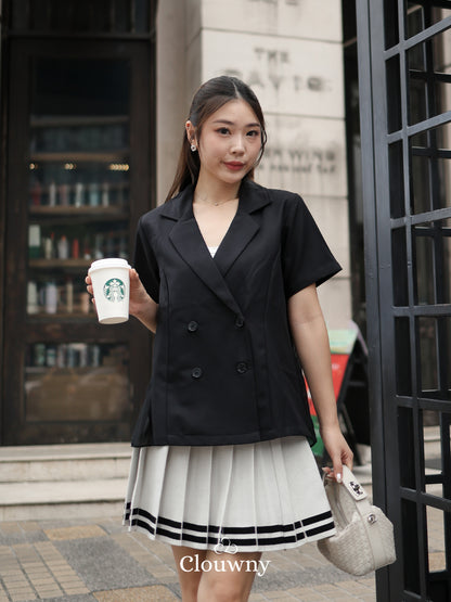 Alverina Button Semi Blazer - Black