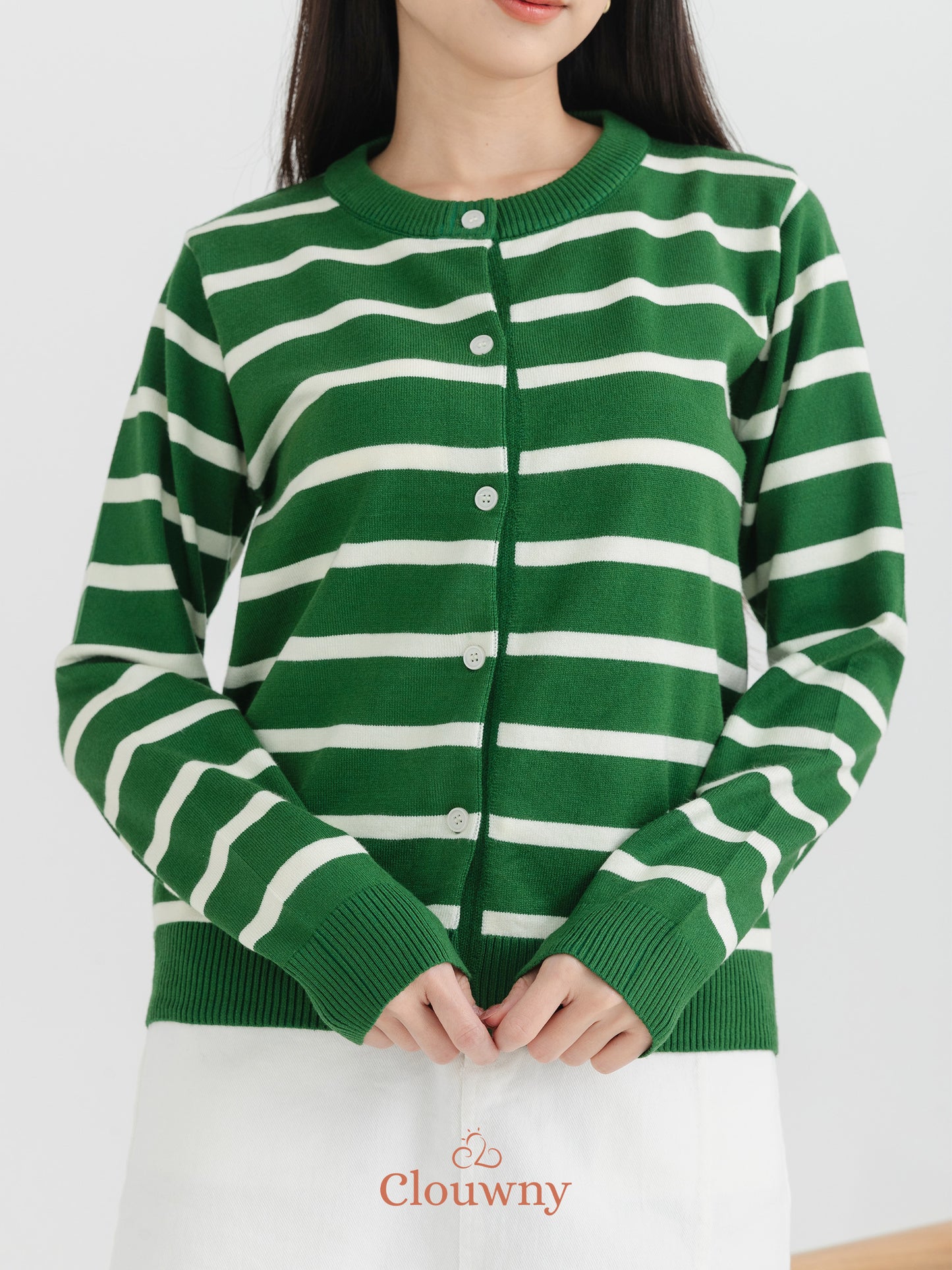 Naomi Stripes Cardigan - Green