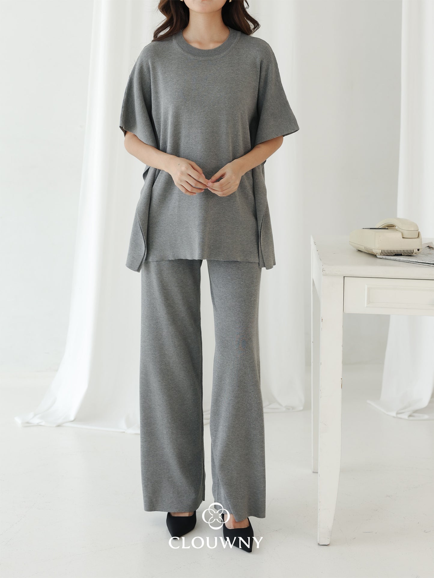 Joel Batwing Knit Set - Grey
