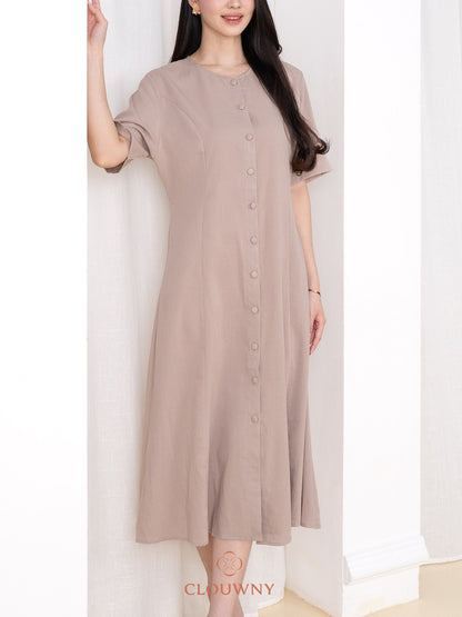 Mirsya Button Dress - Khaki