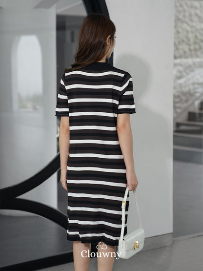 Butter Stripes Dress - Coffee
