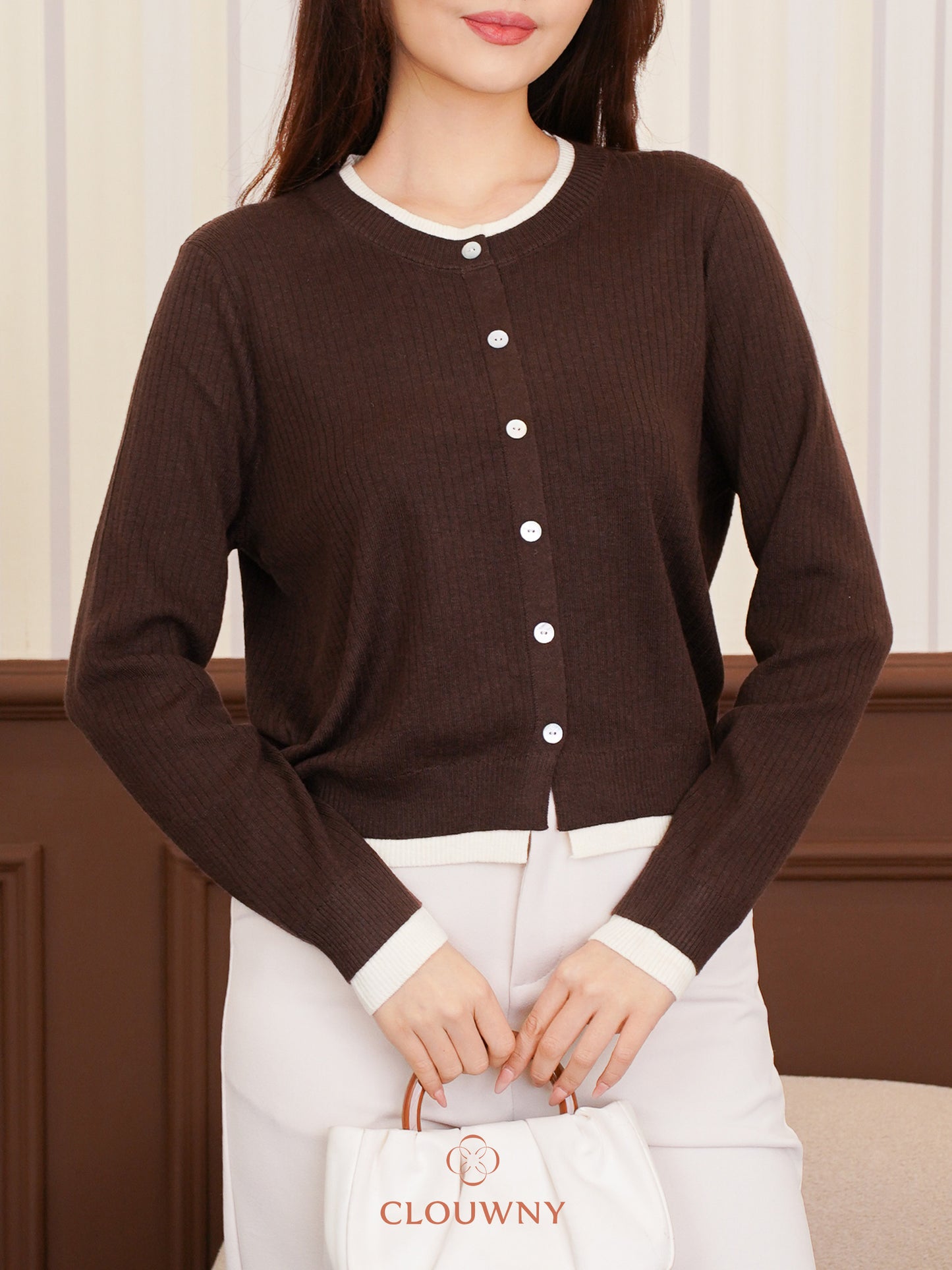 Clement Button Cardigan - Coffee