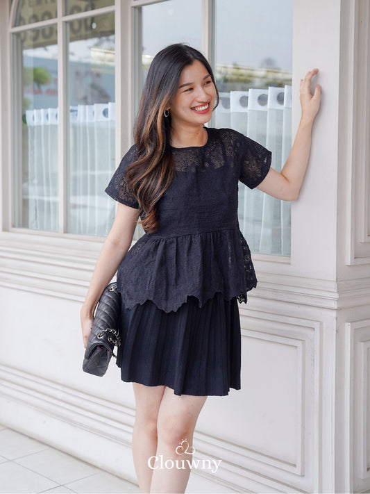 Elsya Lace Blouse - Black