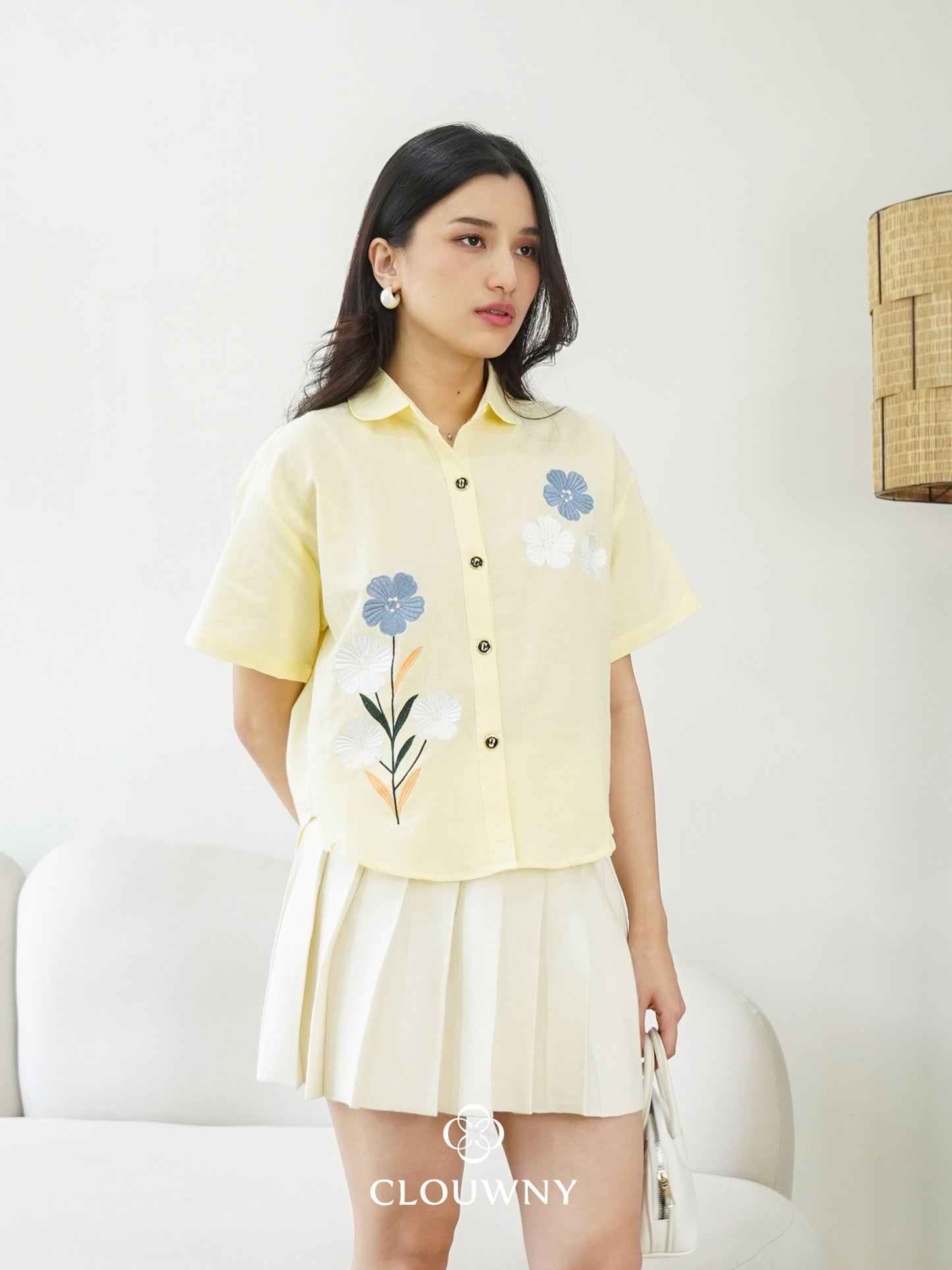 Loka Flower Cotton Shirt - Yellow