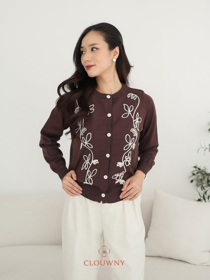 Brinda Button Cardigan - Coffee