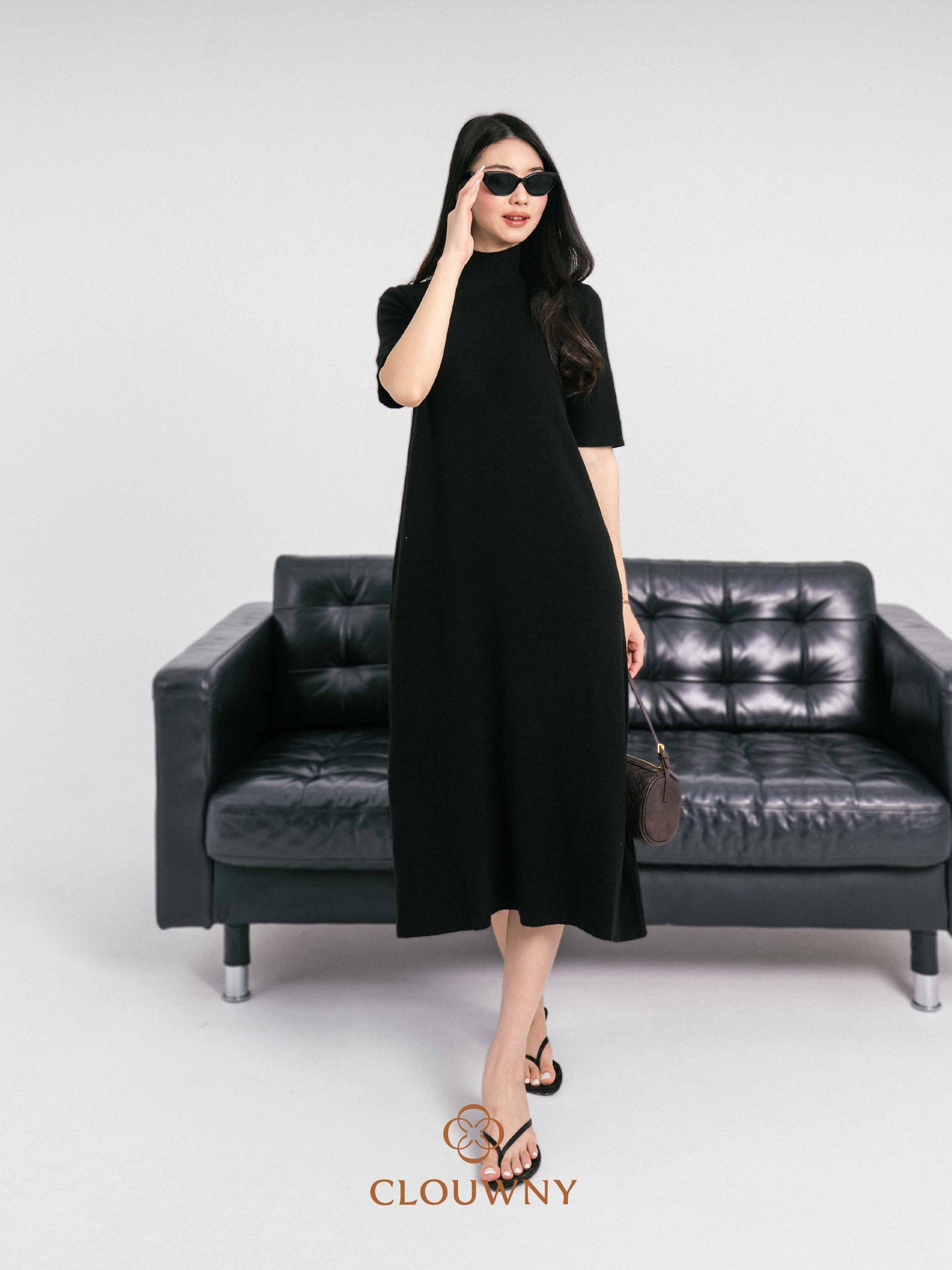Mirage Turtle Knit Dress - Black