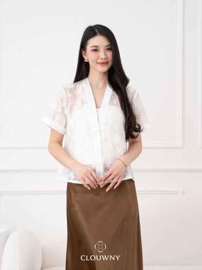 Carisa Embroidery Lace Blouse - Broken White