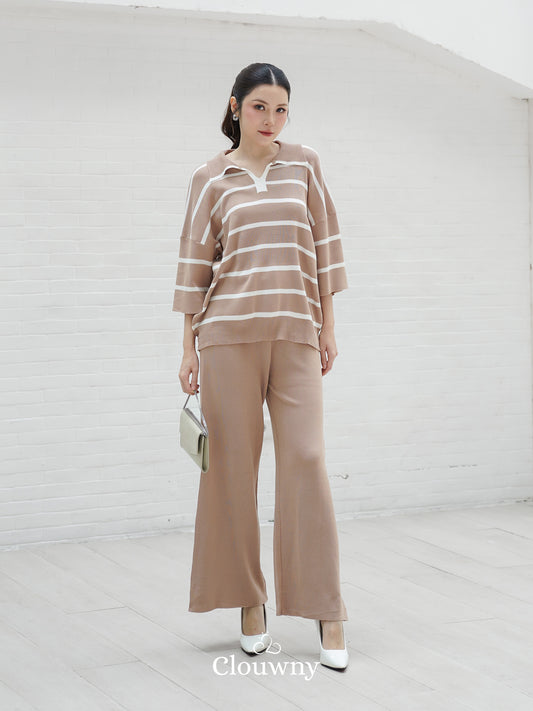 Natasya Stripes Set - Khaki