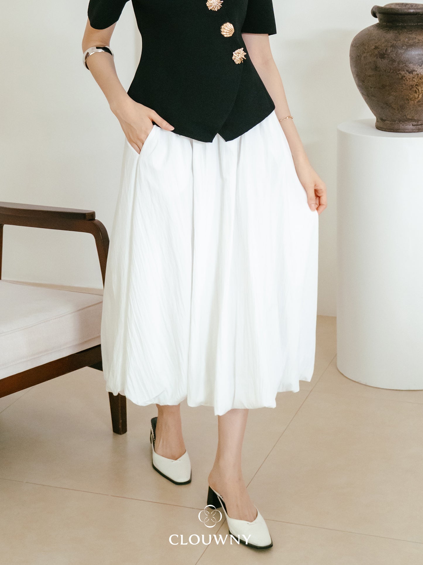 Elowen Ballon Skirt - White