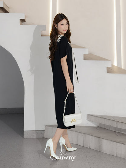 Haru Scarf Knit Dress - Black