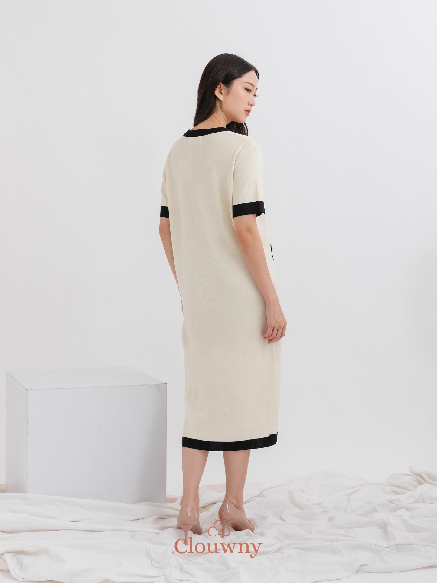 Cindy Button Knit Dress - Broken White