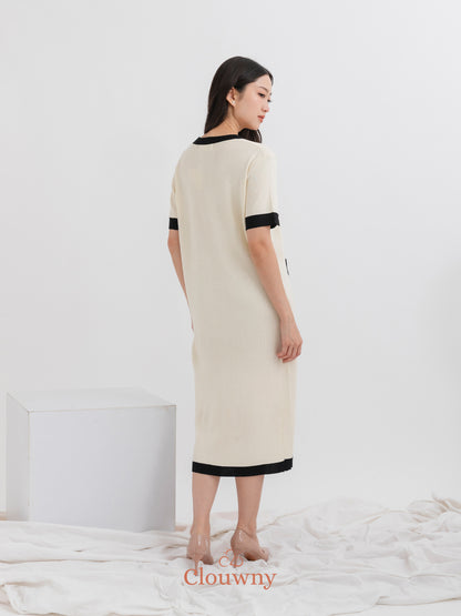 Cindy Button Knit Dress - Broken White