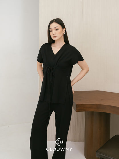 Master Vneck Knit Set - Black
