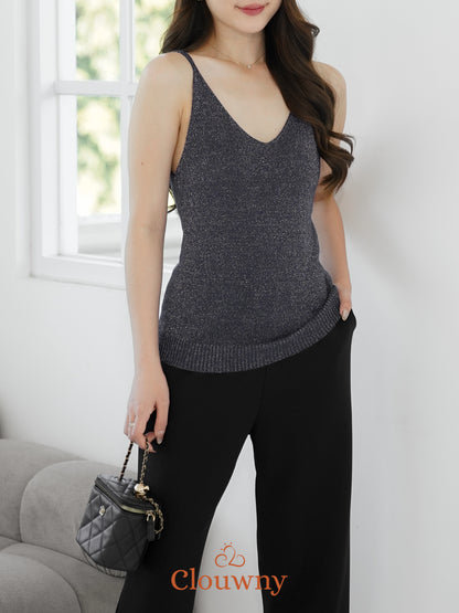 Dela Spaghetti Glitter Tanktop - Navy