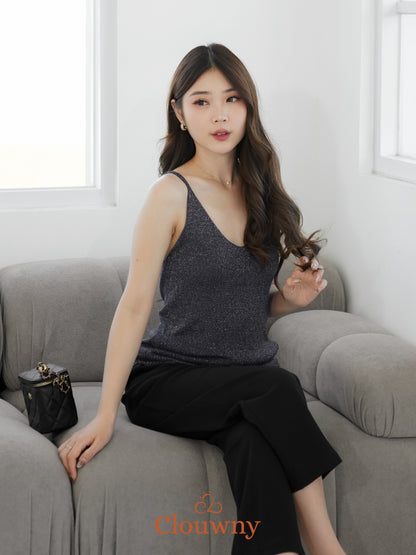 Dela Spaghetti Glitter Tanktop - Navy