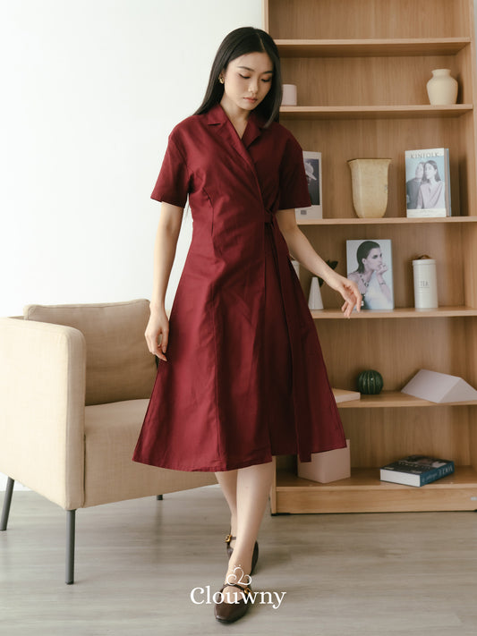 Felora Kimono Belt Dress - Maroon