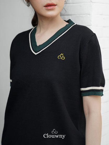 Mesi Vneck Knit Top - Black