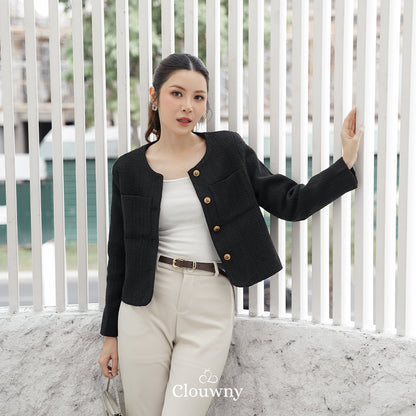 Davia Tweed Blazer - Black