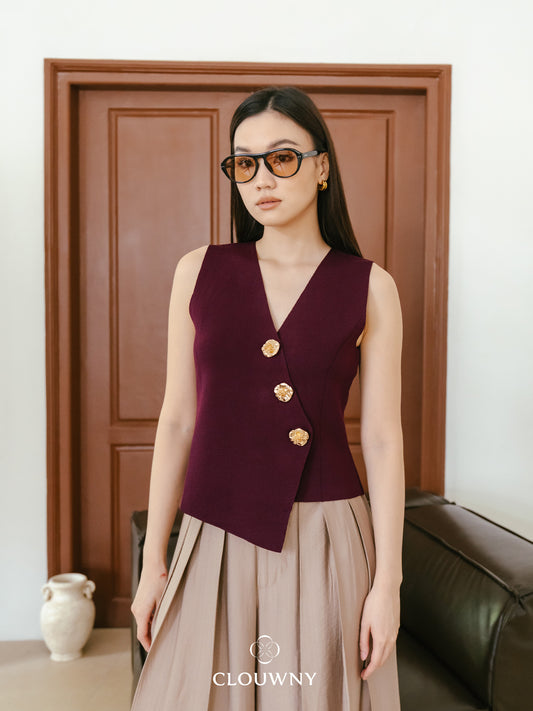 Bianca Asymmetric Vest - Magenta