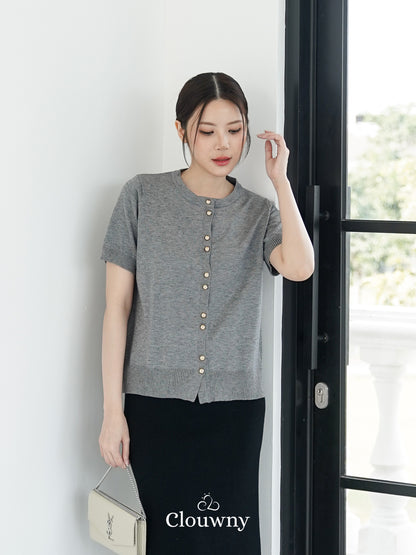 Rizel Double Button Top - Grey