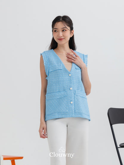 Nada Tweed Vest - Blue