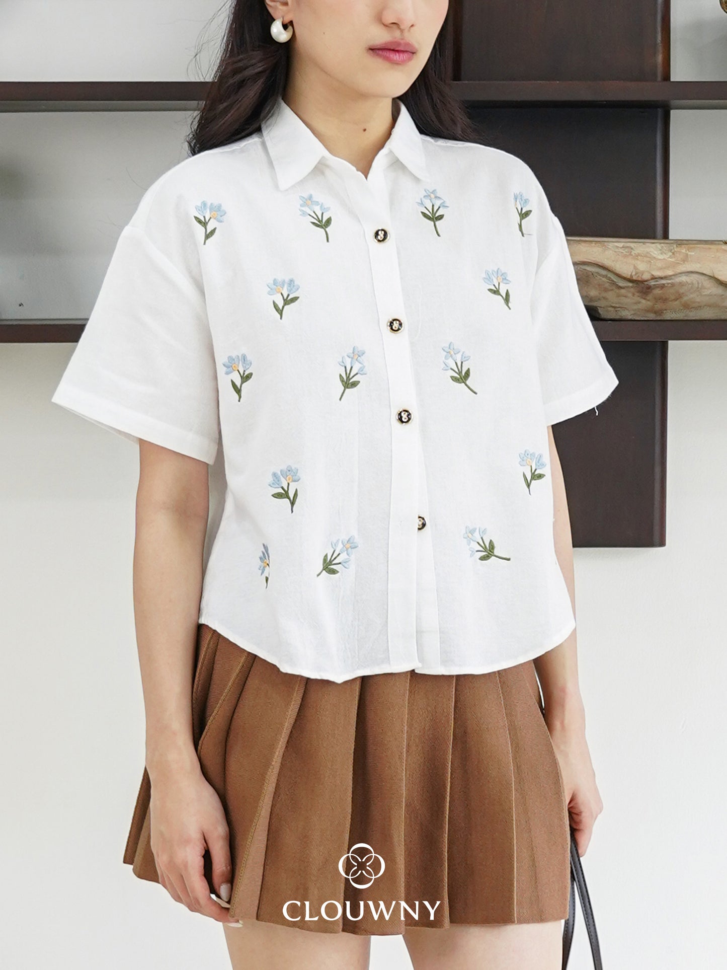 Riley Mini Flower Shirt - White