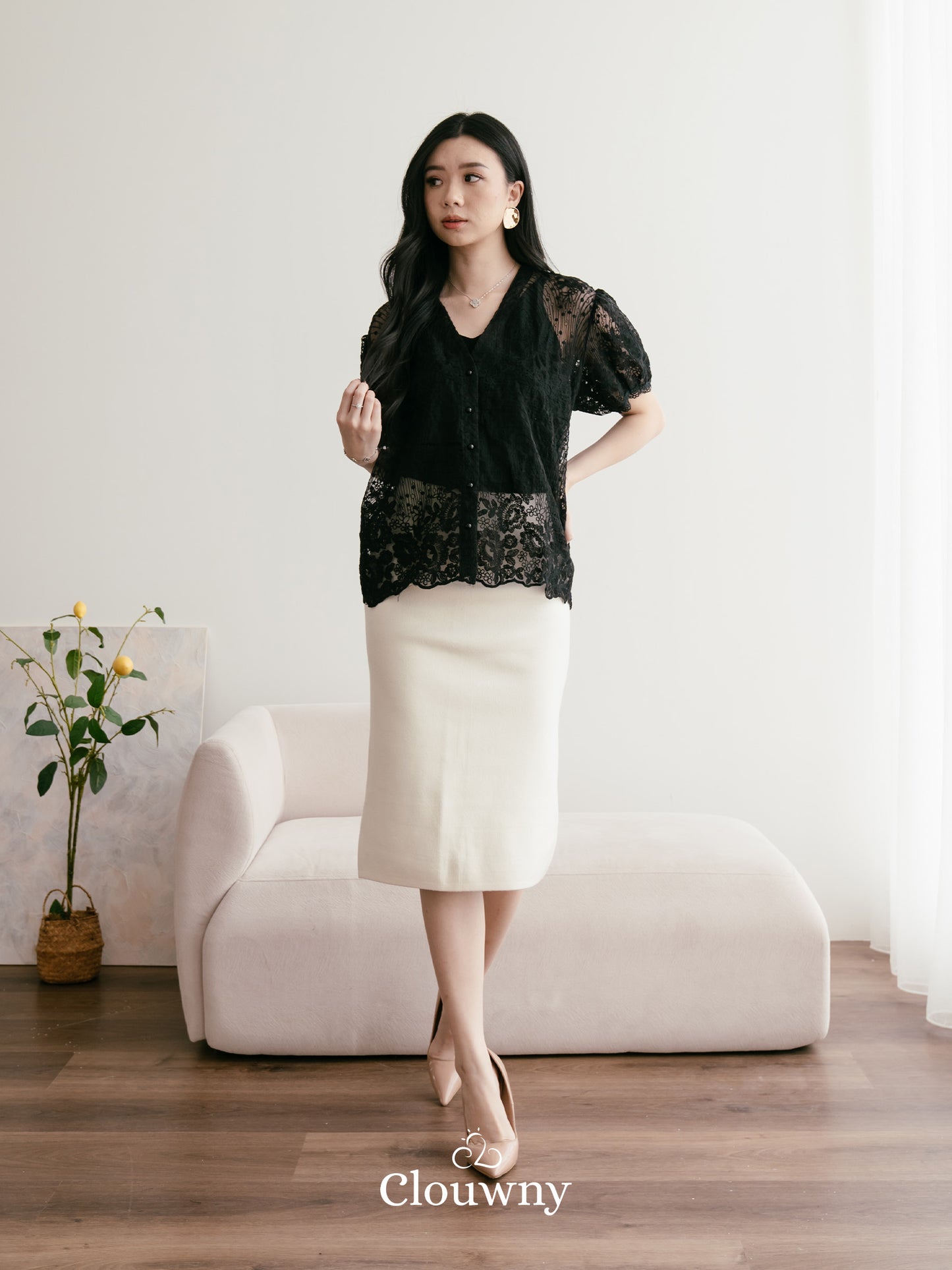 Lotus Lace Blouse - Black