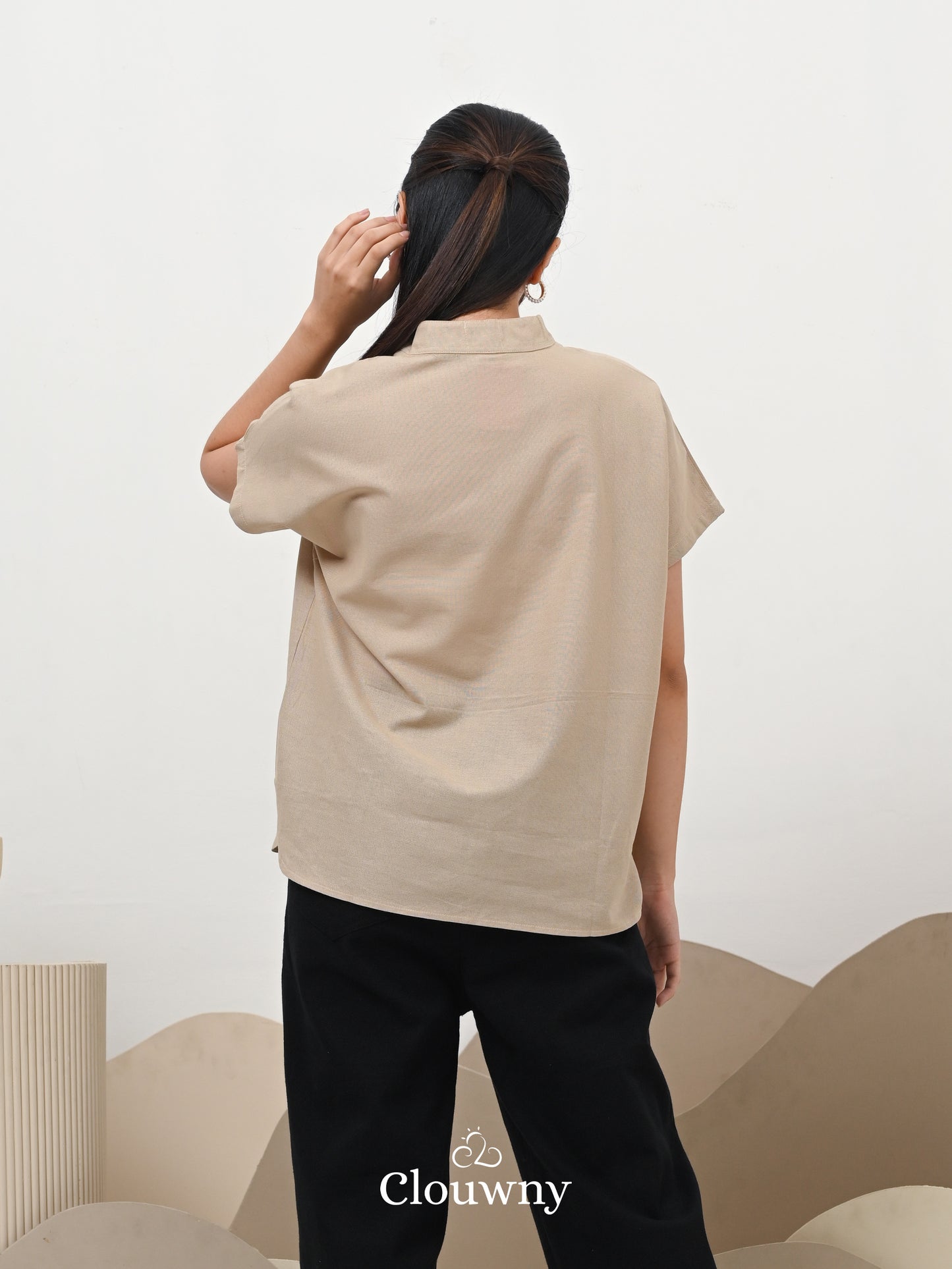 Marfie Loose Blouse Top - Cream