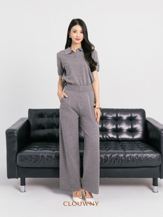 Bethani Collar Knit Set - Grey