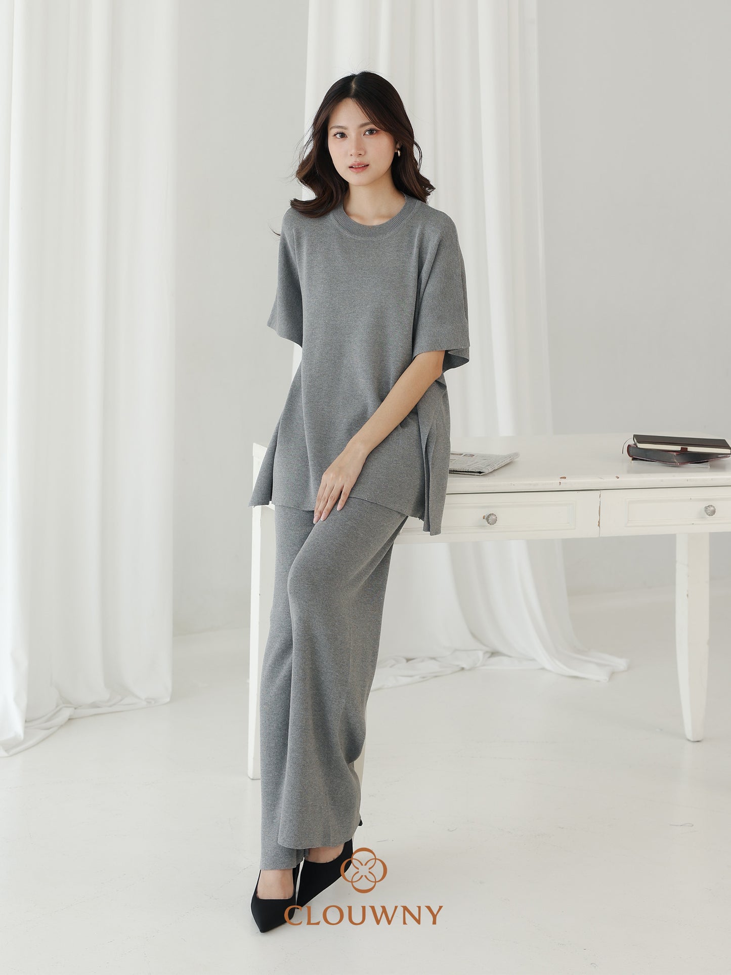 Joel Batwing Knit Set - Grey