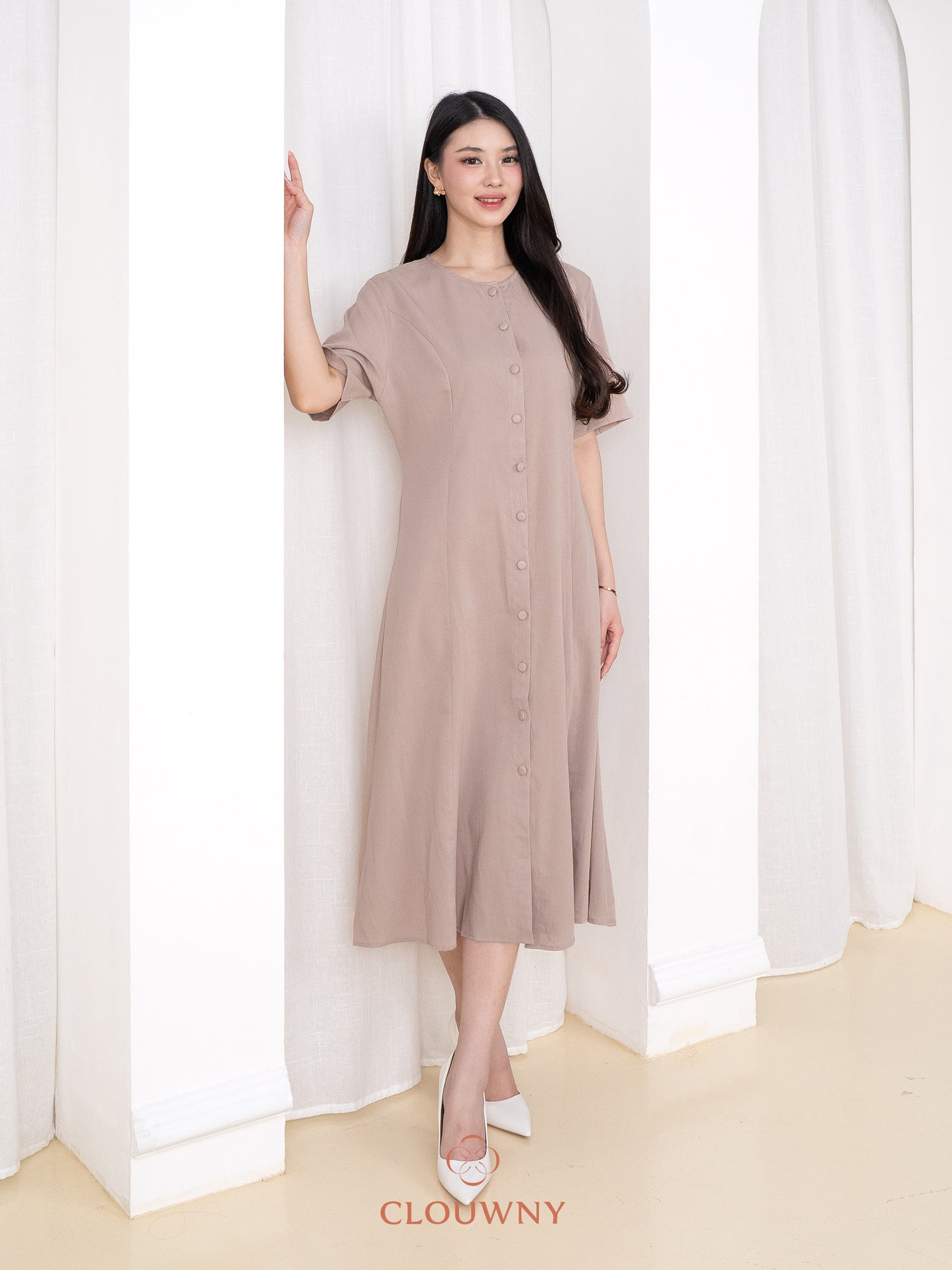 Mirsya Button Dress - Khaki