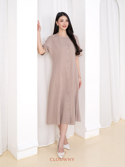 Mirsya Button Dress - Khaki