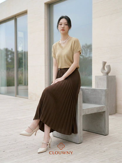 Aretha Pleated Skirt - Coffee