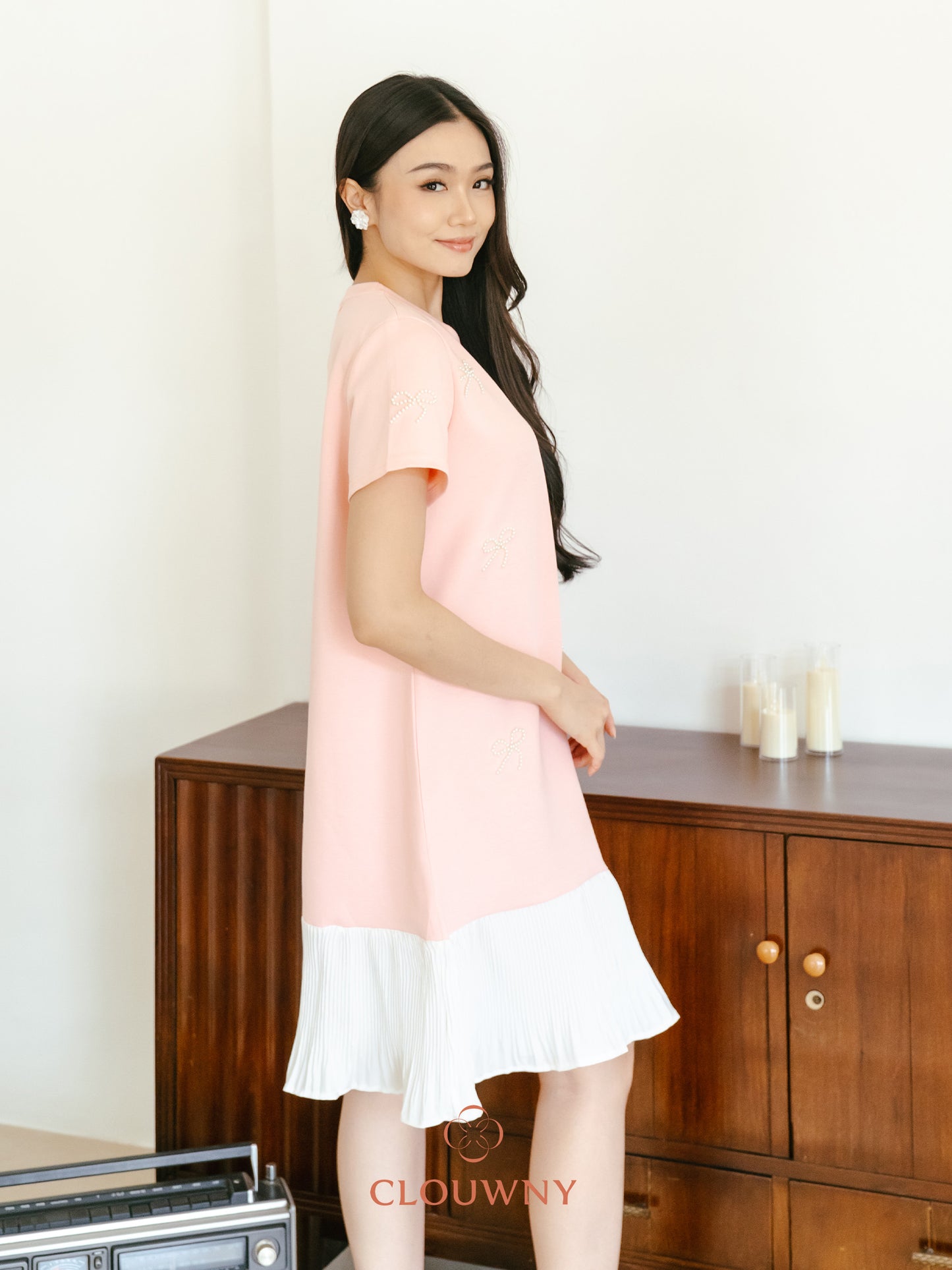 Dania Bow Dress - Pink