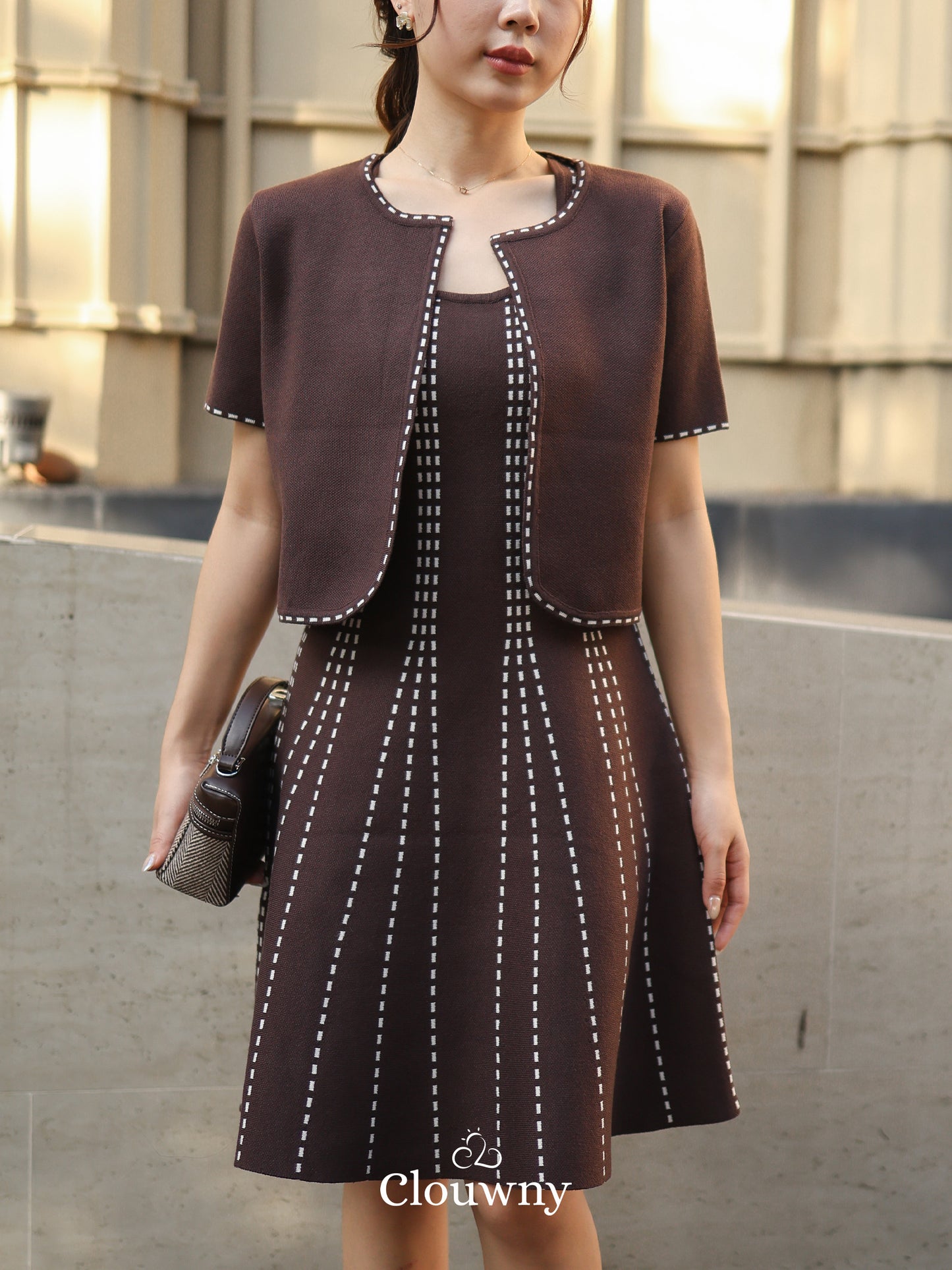 Girona Stitches Knit Set - Coffee