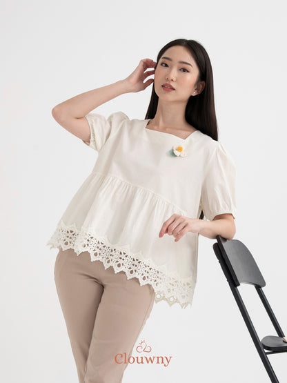 Clara Baby Doll Top - Cream