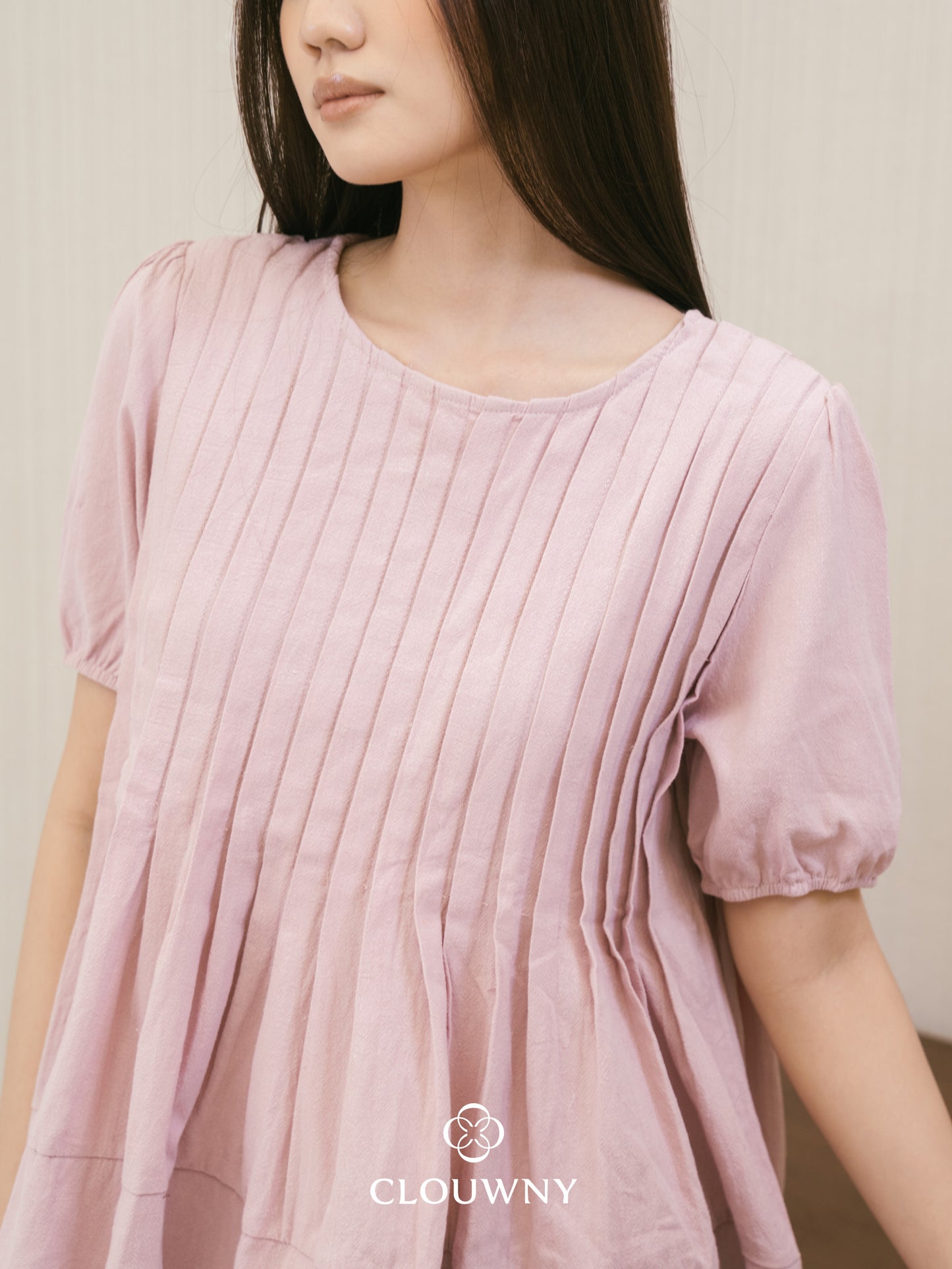 Elysia Pleated Top - Pink