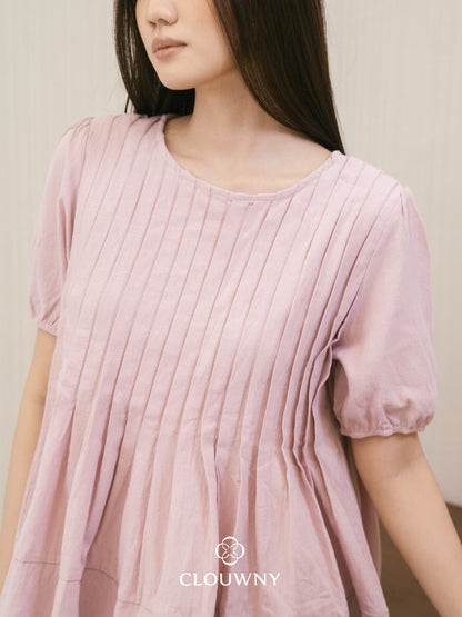 Elysia Pleated Top - Pink