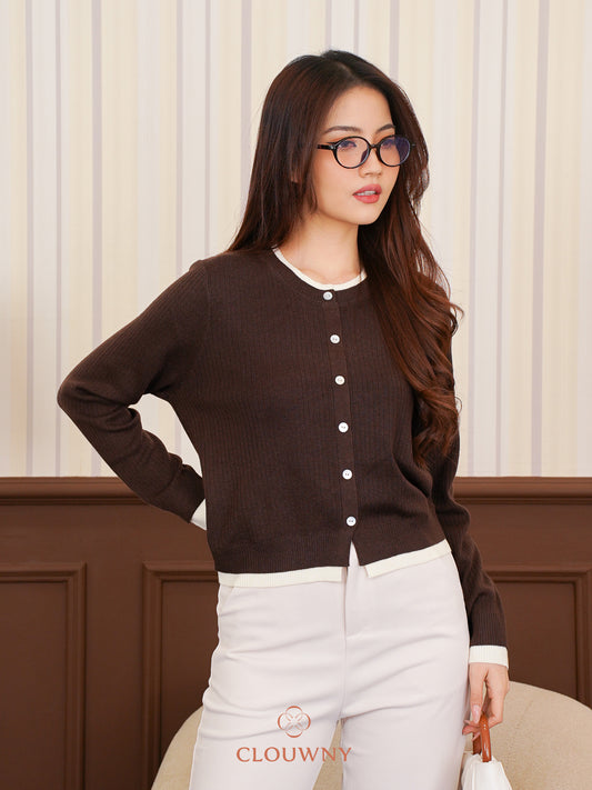 Clement Button Cardigan - Coffee
