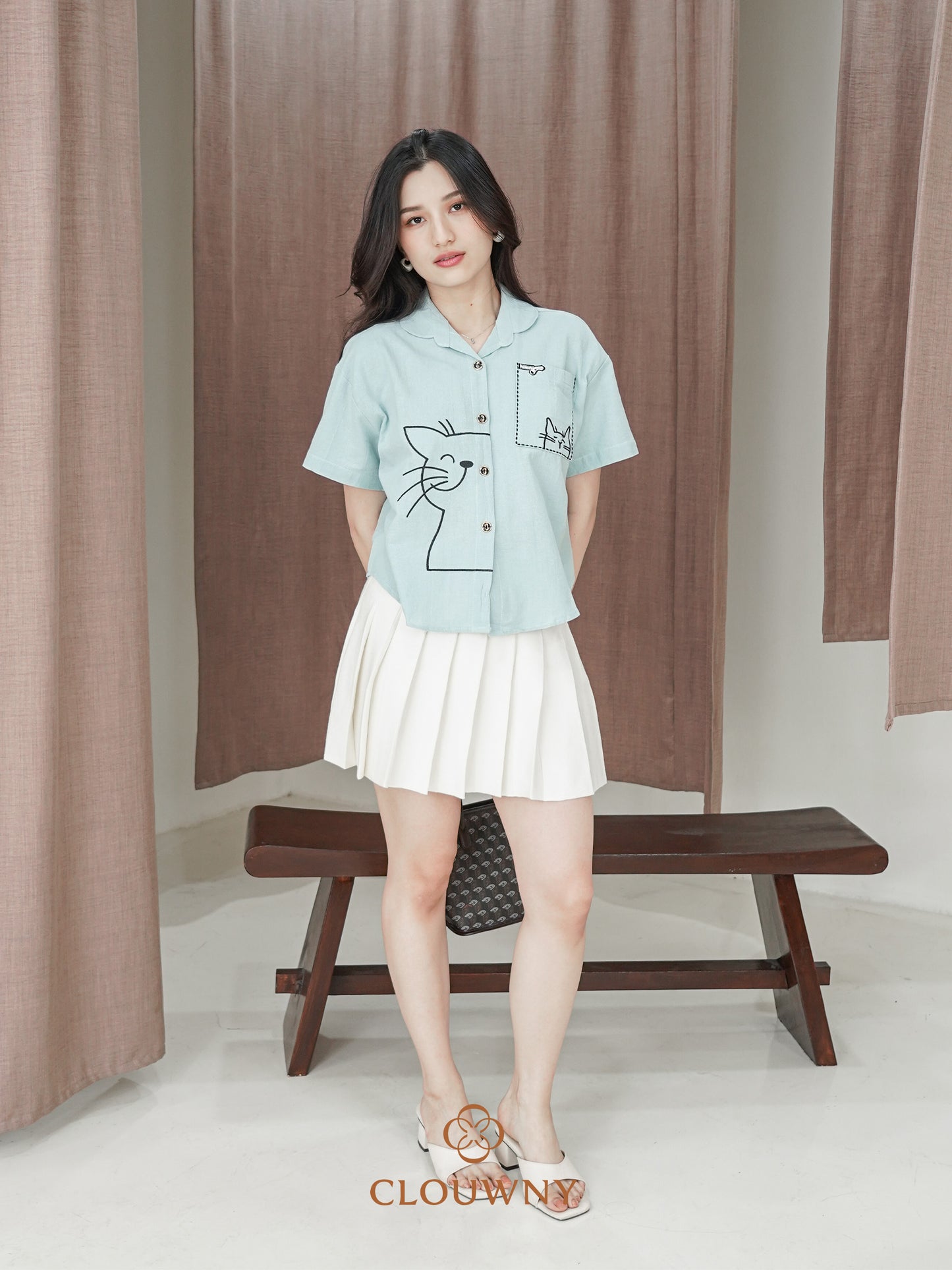 Catty Button Cotton Shirt - Mint