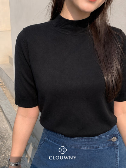 West Round Knit Top - Black